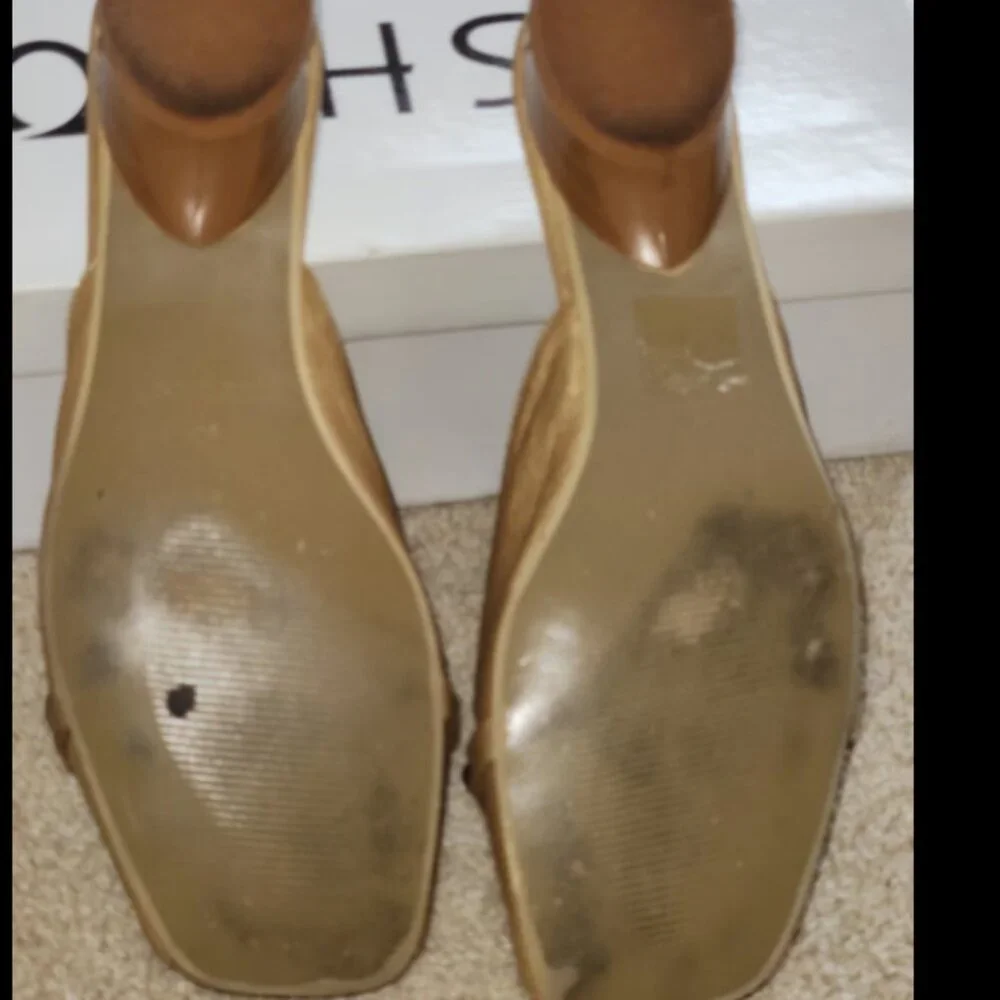 Gold Vintage Ashro Pleated Slip On Flats Size 8W - Picture 4 of 4